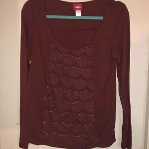 Daytrip ling sleeve beaded open backed shirt